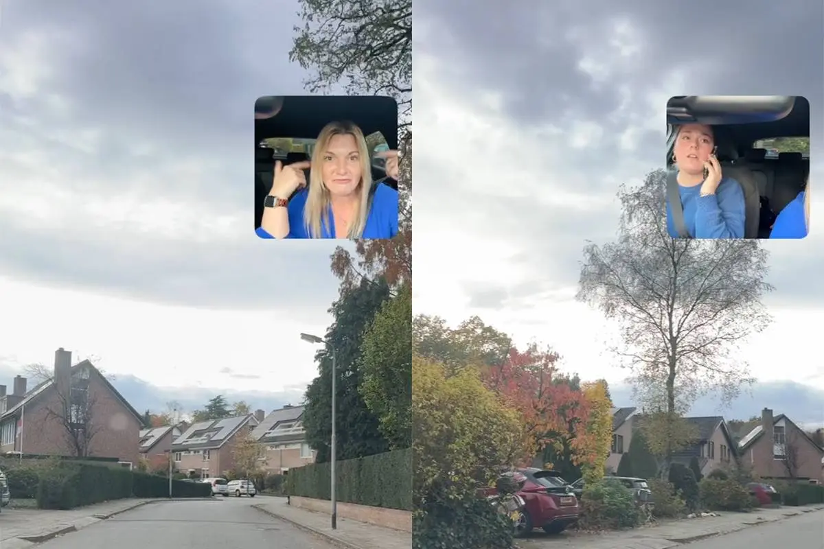 Vrouw neemt gewoon telefoon op tijdens rijles