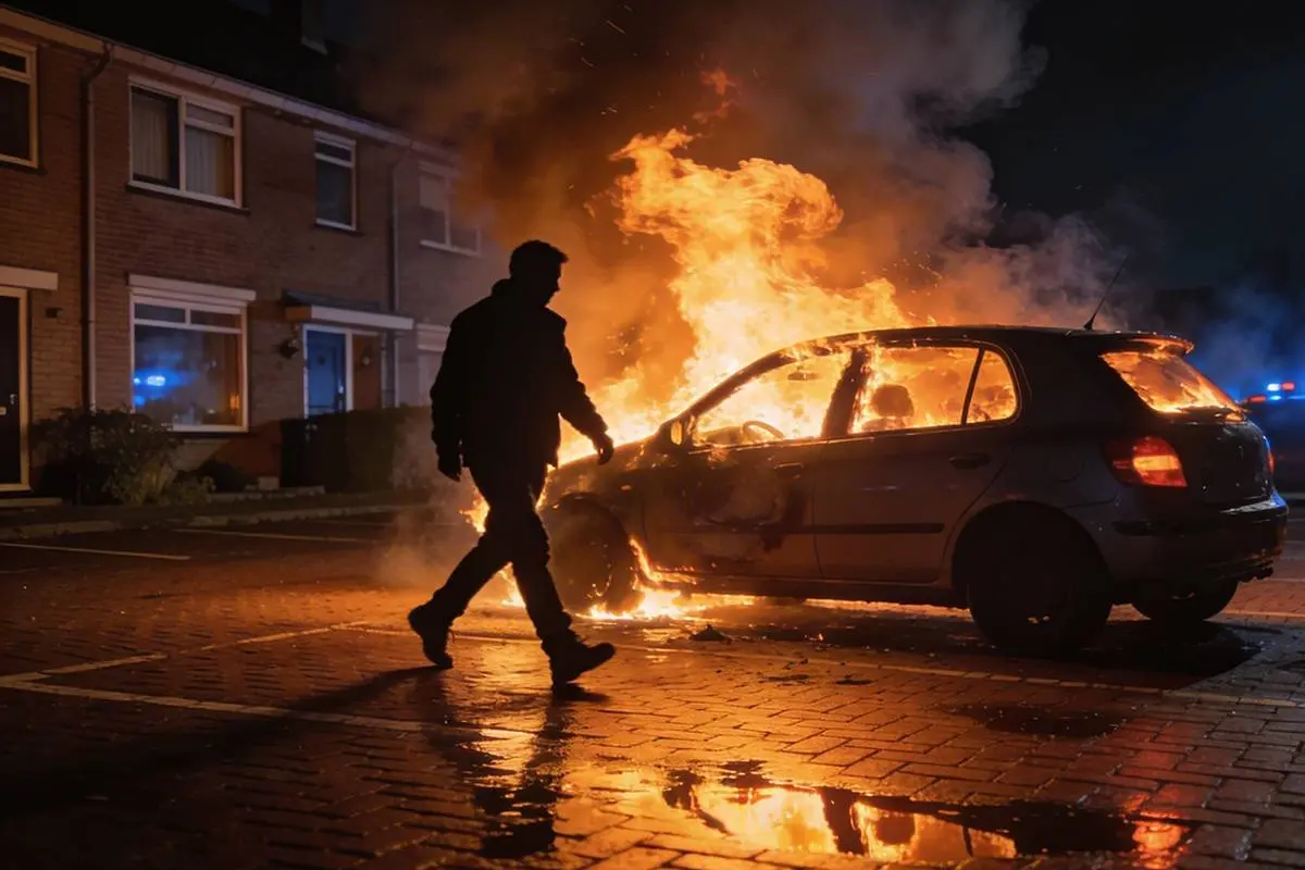 Man stapt pas uit auto als die al een minuut in brand staat 🔥