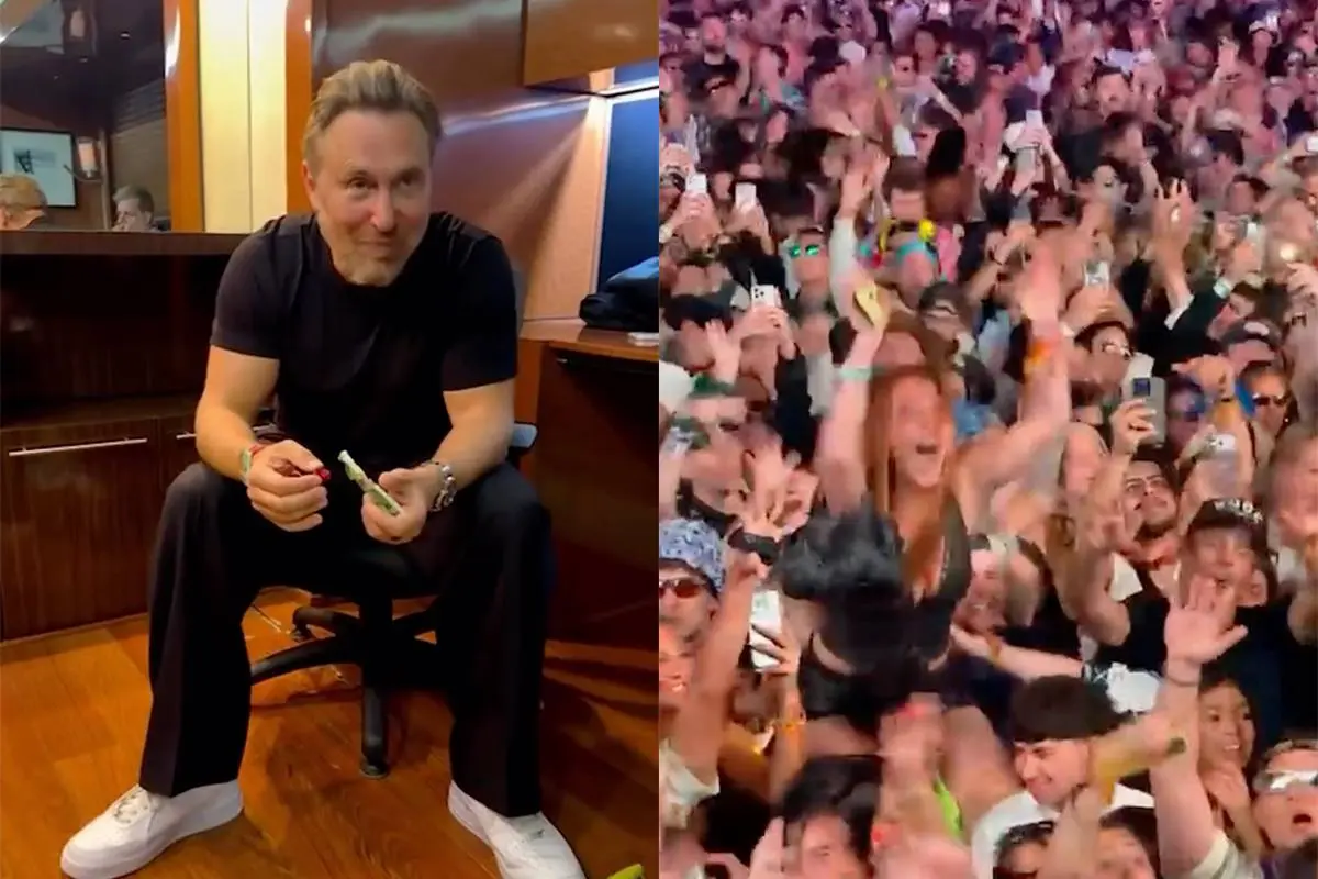 Dochter van David Guetta in publiek Coachella, een vertederend moment volgt