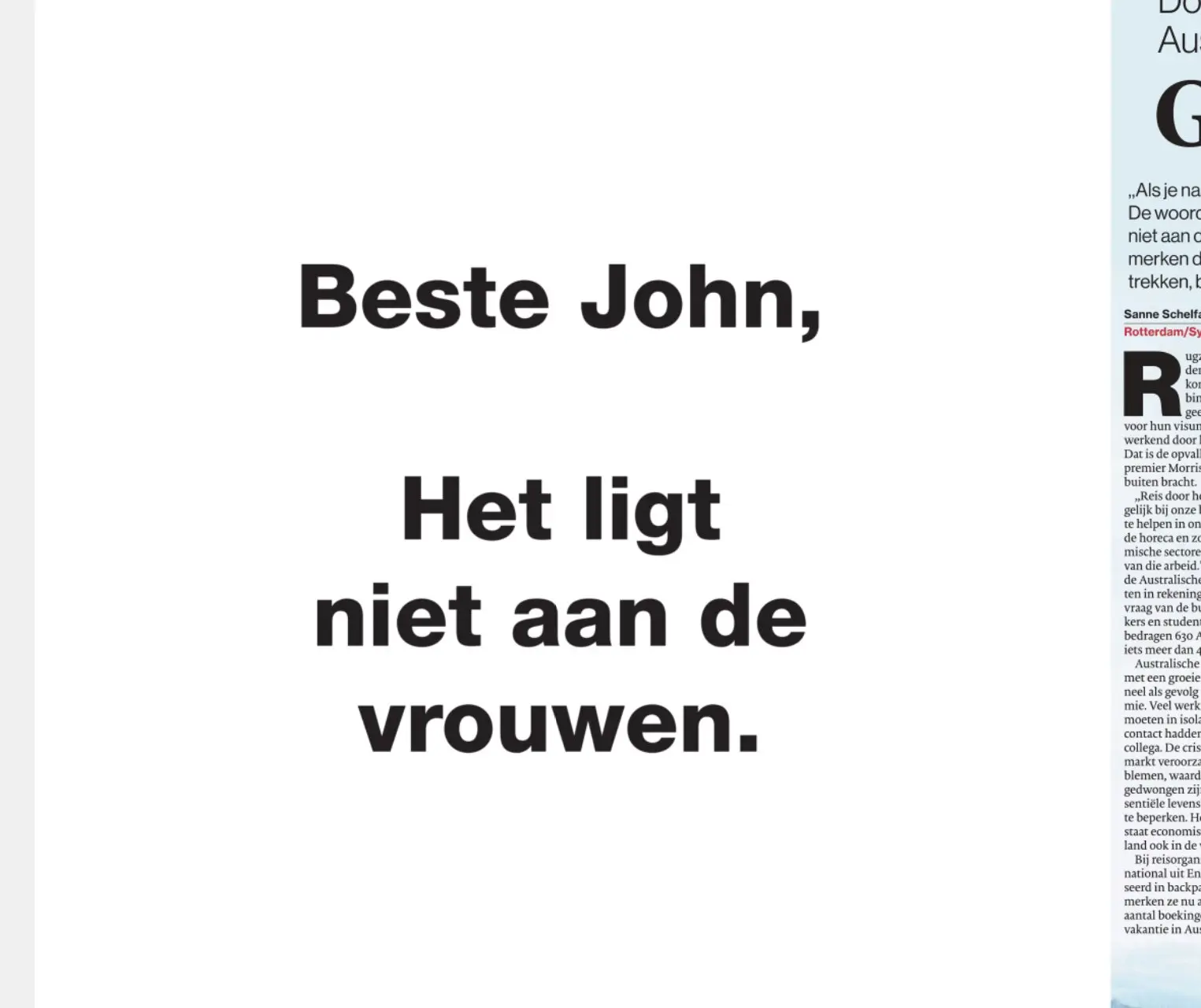 Vrouwelijke werknemers Talpa: John, het ligt niet aan de vrouwen