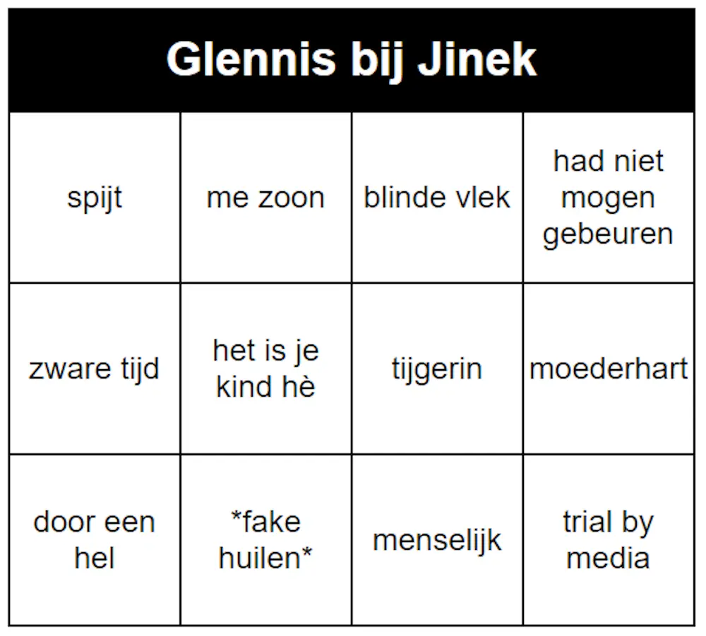 Glennis Grace probeert bij Jinek straatje schoon te vegen. Mislukt.