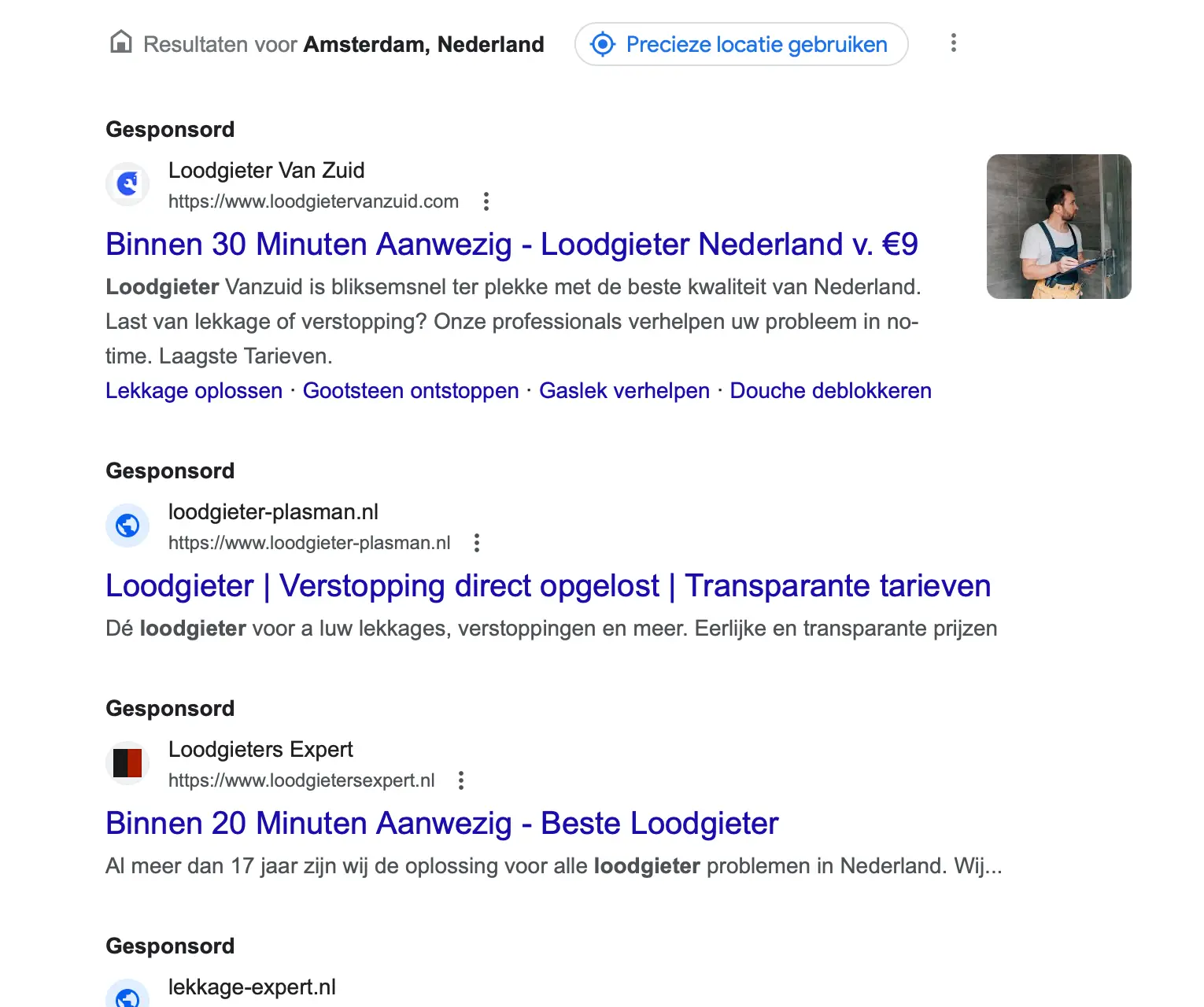 Google gaat advertenties van loodgieters weren