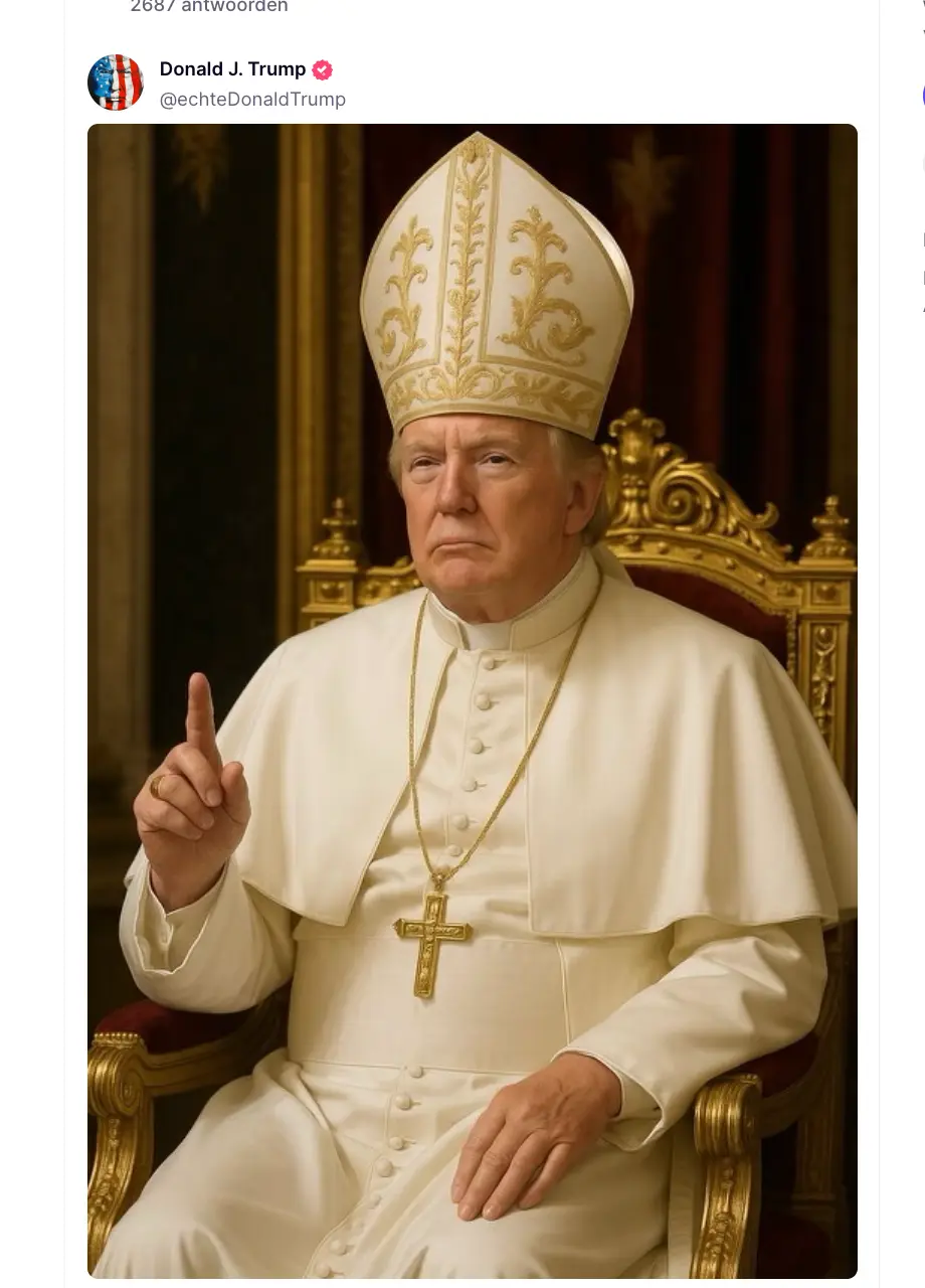 Trump deelt foto van zichzelf als paus op sociale media