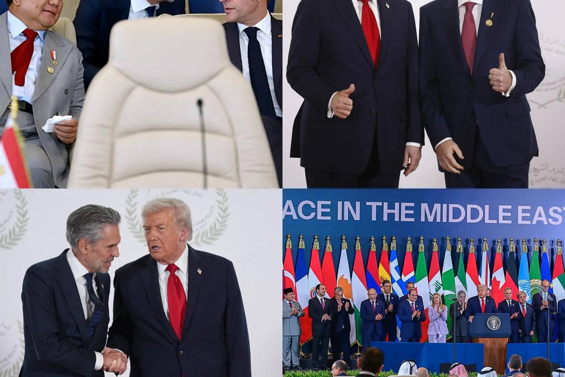 Fascinerende eredienst voor Trump. Netanyahu was er niet, Fifa-baas Infantino en Schoof wel