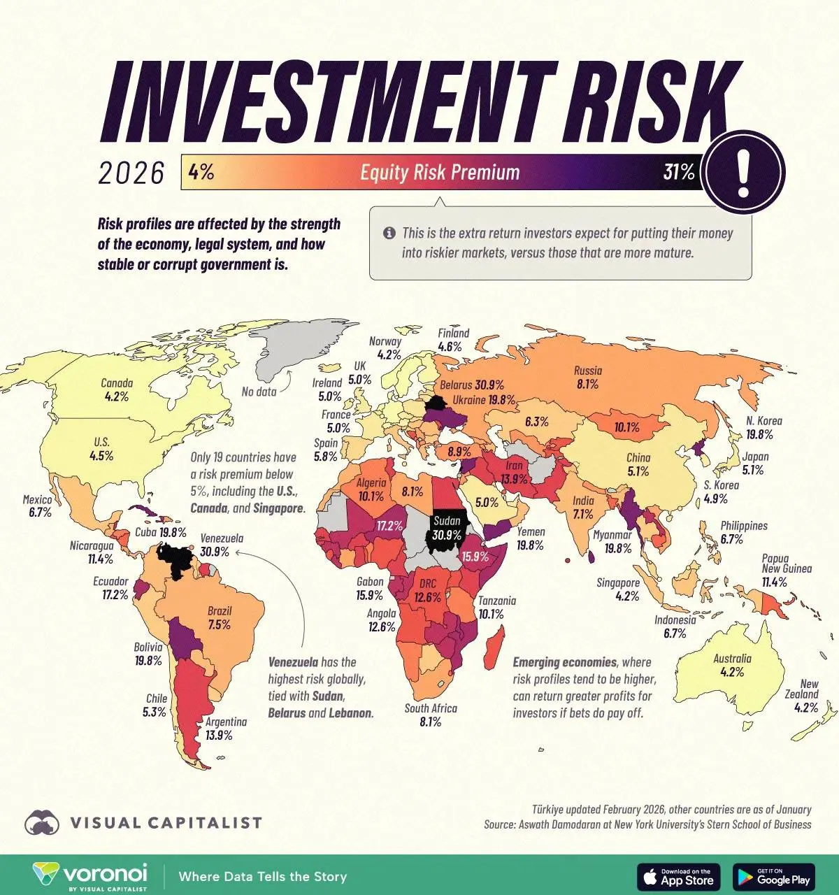 In kaart gebracht: De meest risicovolle markten ter wereld in 2026