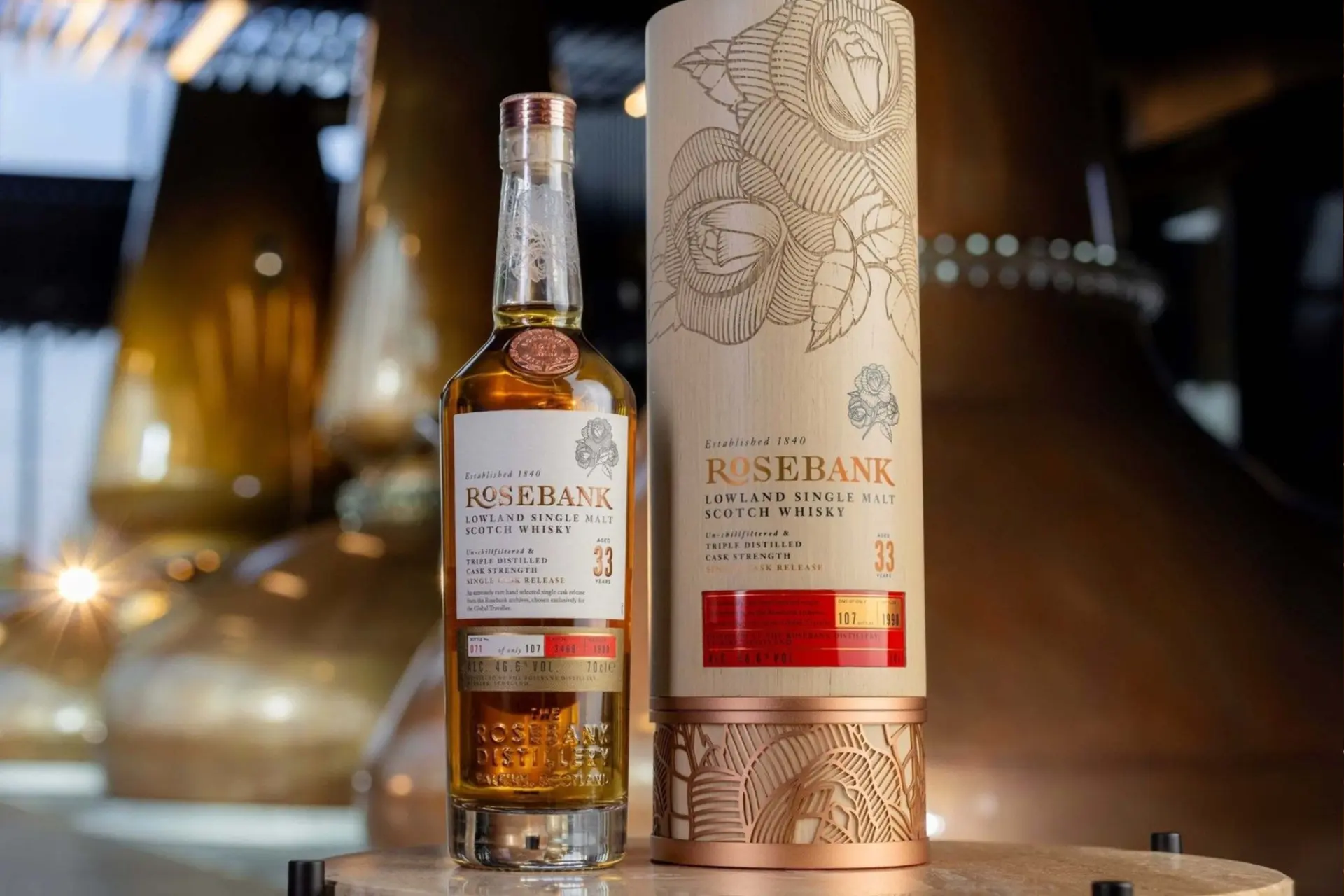 Nieuwe zeldzame Rosebank whisky alleen voor travel retail bedoeld