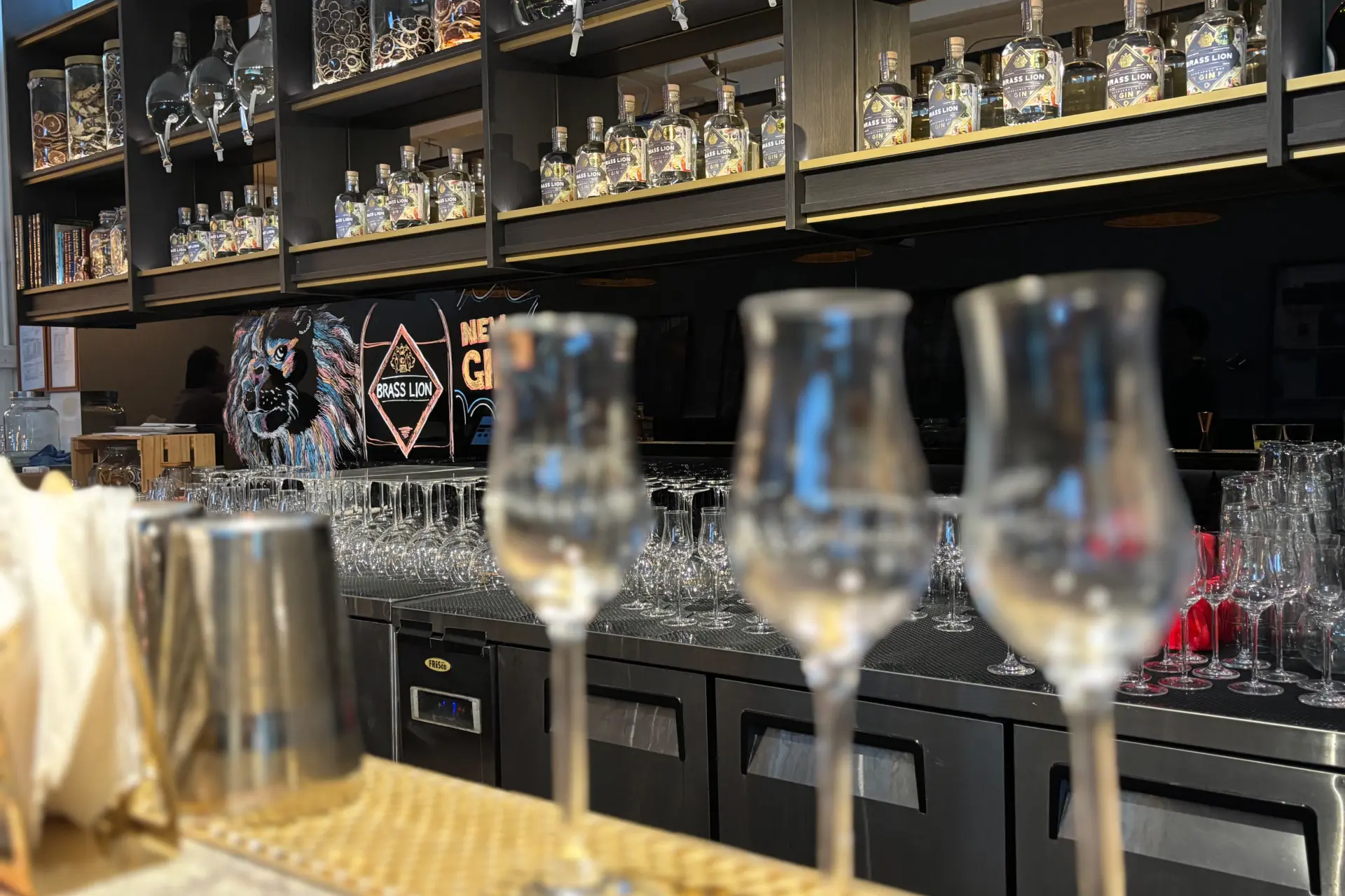 brass lion distillery bar