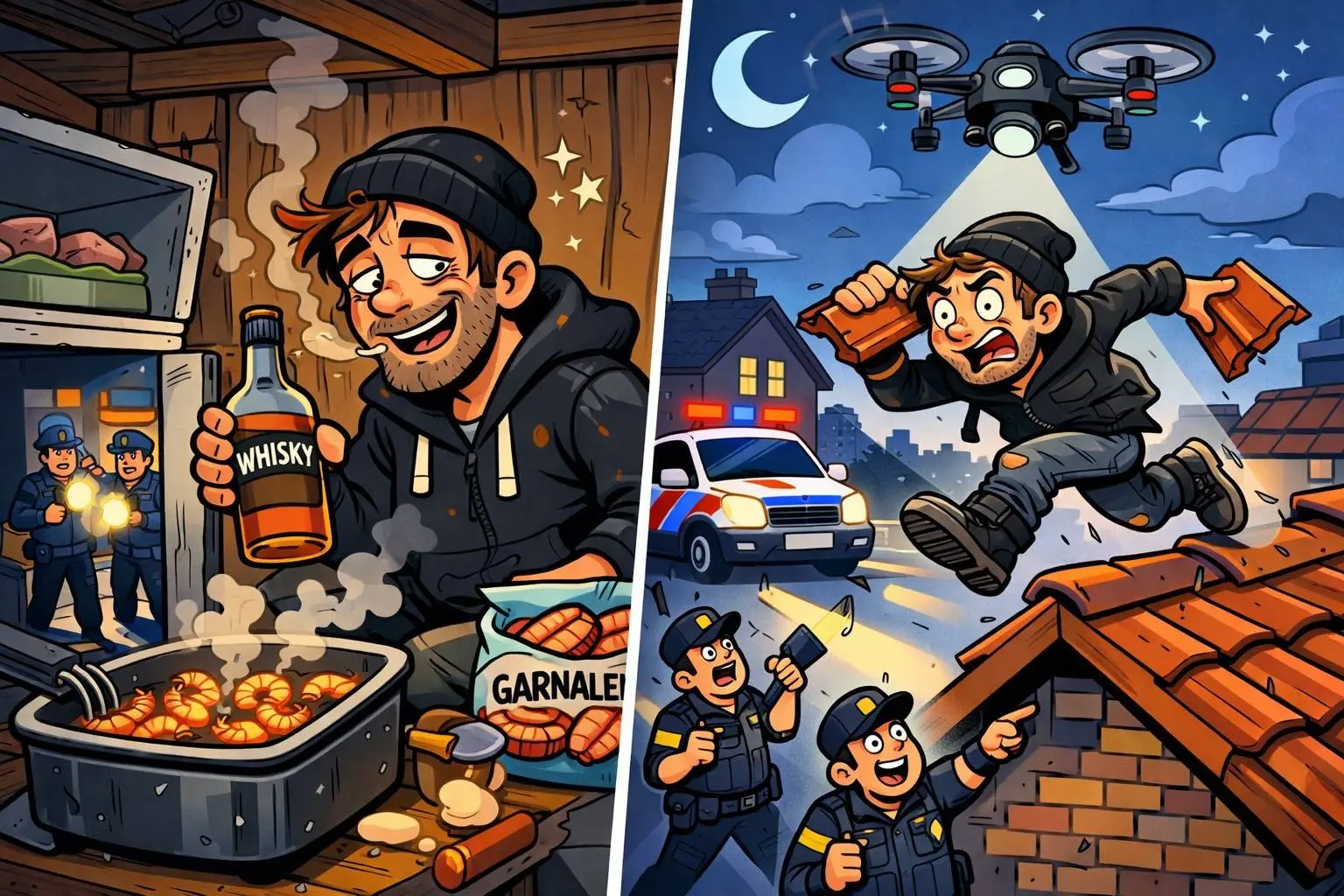 Burglar fries up shrimp, drains a bottle of whisky, and plunges IJmuiden into midnight mayhem