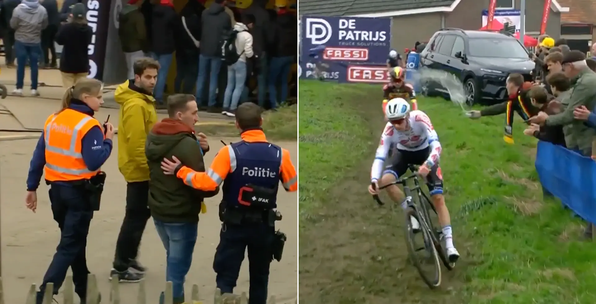 VIDEO. Eli Iserbyt krijgt volle beker bier recht in gezicht, politie arresteert biergooier