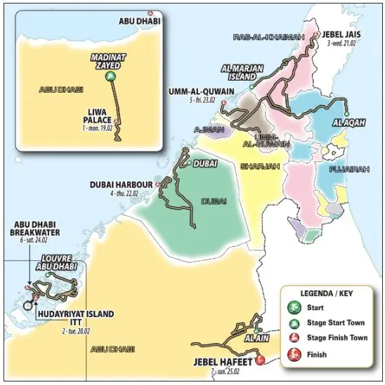 Parcours UAE Tour 2024: Tijdrit en klassieke finish in Jebel Hafeet