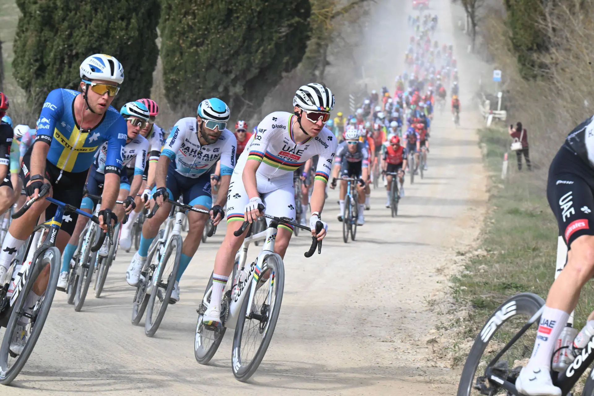"Hij heeft 'slechts' wonden en schrammen" - Tadej Pogacar heeft geen ernstige verwondingen na valpartij in Strade Bianche en is klaar voor Milano-Sanremo