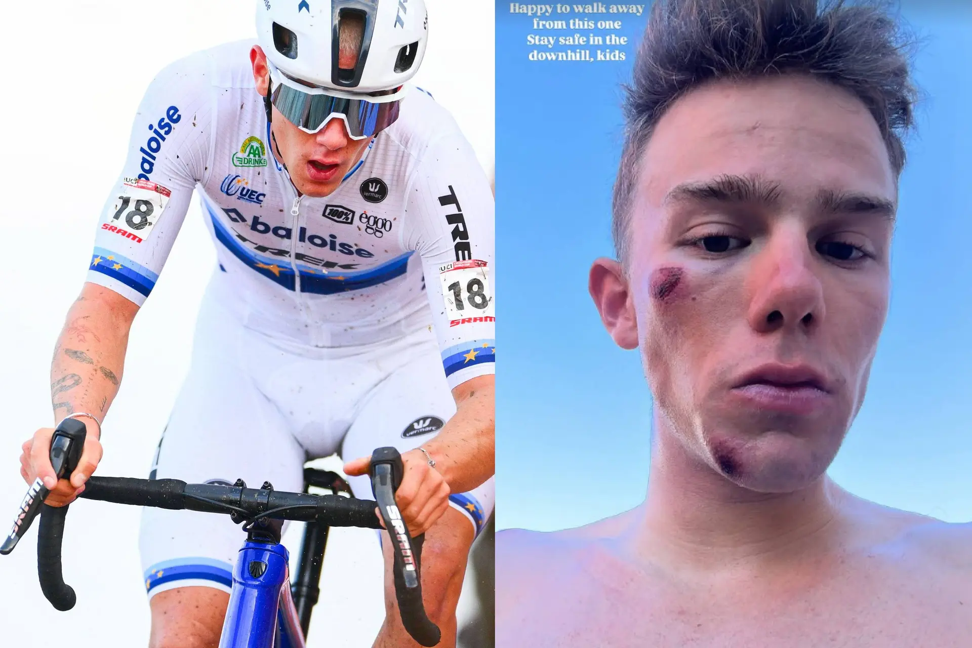 “Blij dat ik hier nog weg kan stappen” - Thibau Nys hard onderuit op training