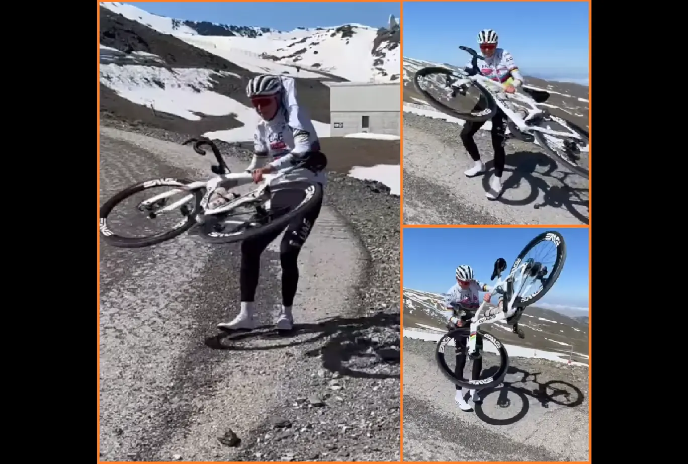 VIDEO: Winderige dag in Sierra Nevada voor Tadej Pogacar!