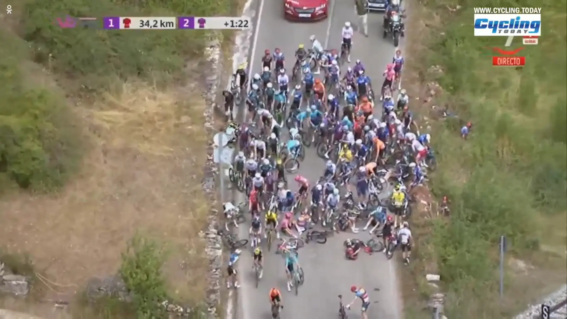 Geoghegan Hart and Quintana injured after heavy crash in Burgos, Visma | LAB loses Tulett in early crash!