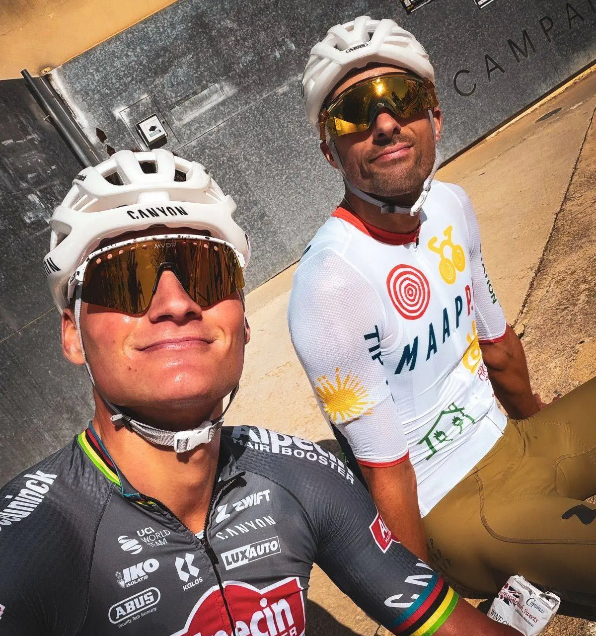 Mathieu van der Poel reunites with loyal training partner for "a nice little sixer in the mixer" under the Spanish sun