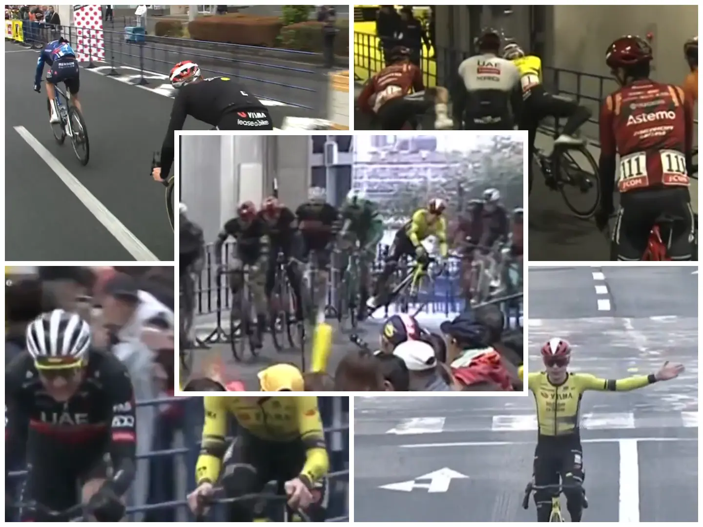 🎥 Vingegaard hits the deck in Japanese criterium, but is aided by UAE as he returns and snatches 'victory'