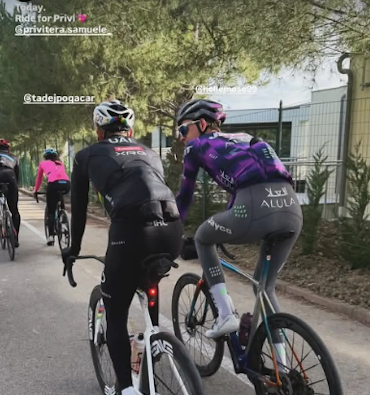 Tadej Pogacar makes time in Italy to pay his respects to late rider