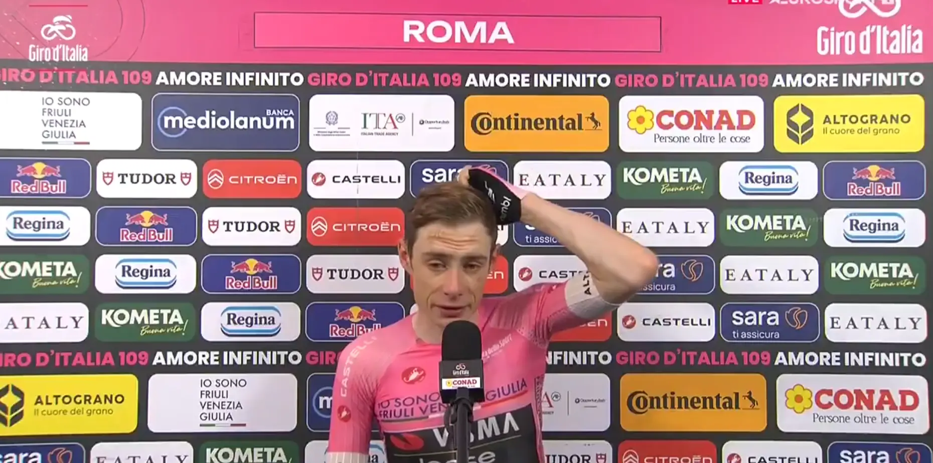 Vingegaard sheds tears of joy in Rome after Giro d'Italia as he completes Grand Tour trilogy
