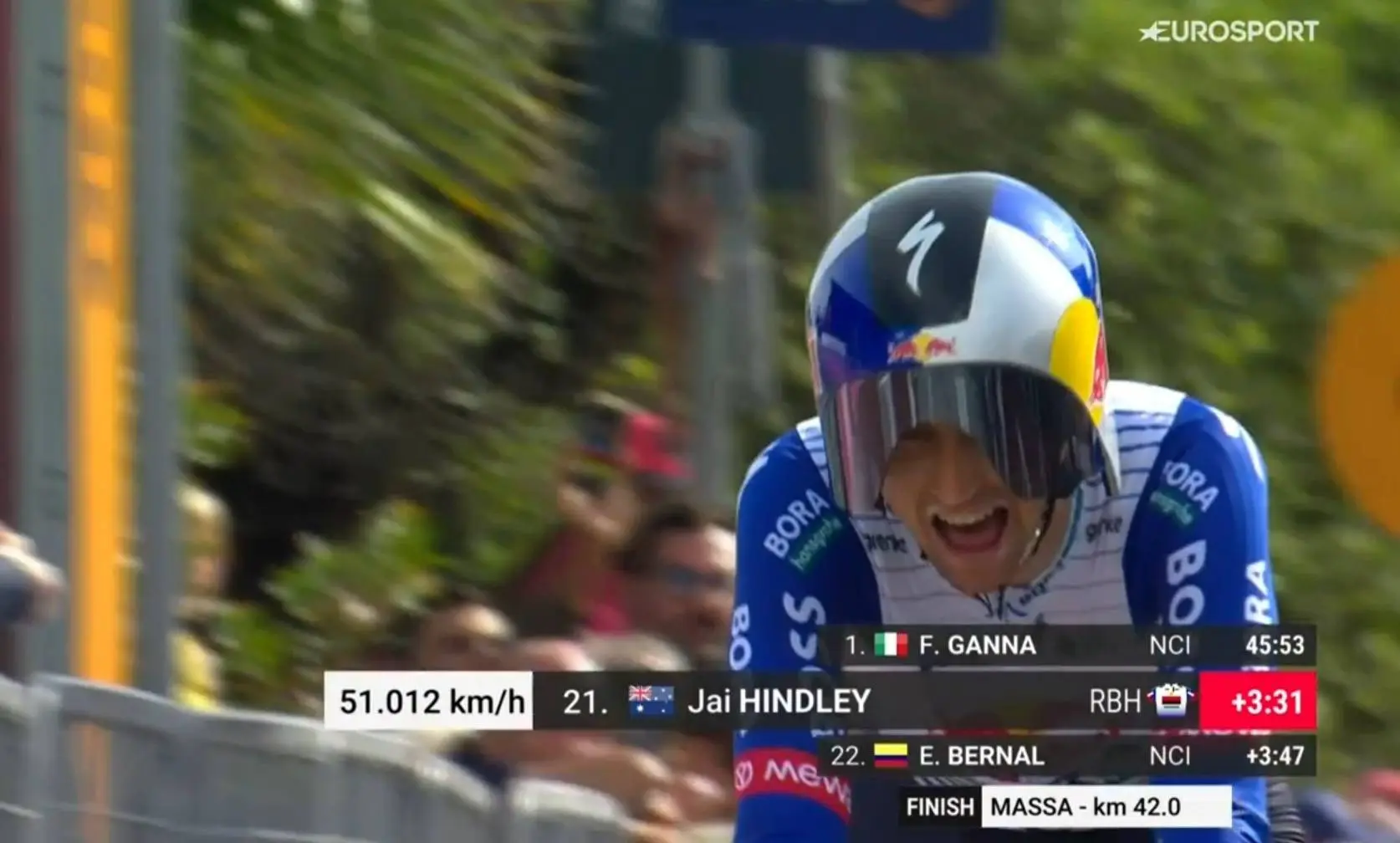 Could Pellizzari have gained time on Vingegaard in the Giro time trial? Hindley drained at the finish