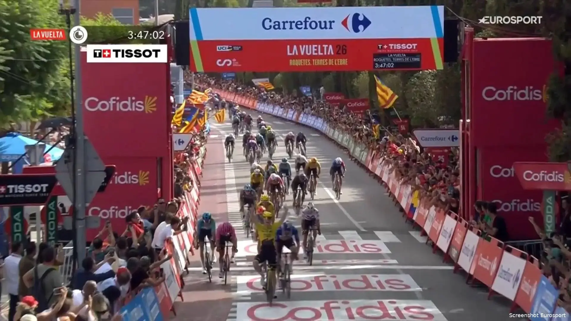 Sprint king Brennan again head and shoulders above the rest after perfect lead out by Van Aert and Visma