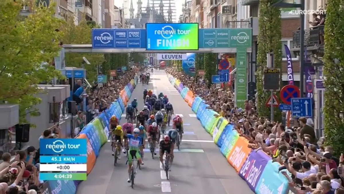 Jasper Philipsen wins chaotic Renewi Tour finale to seal overall victory