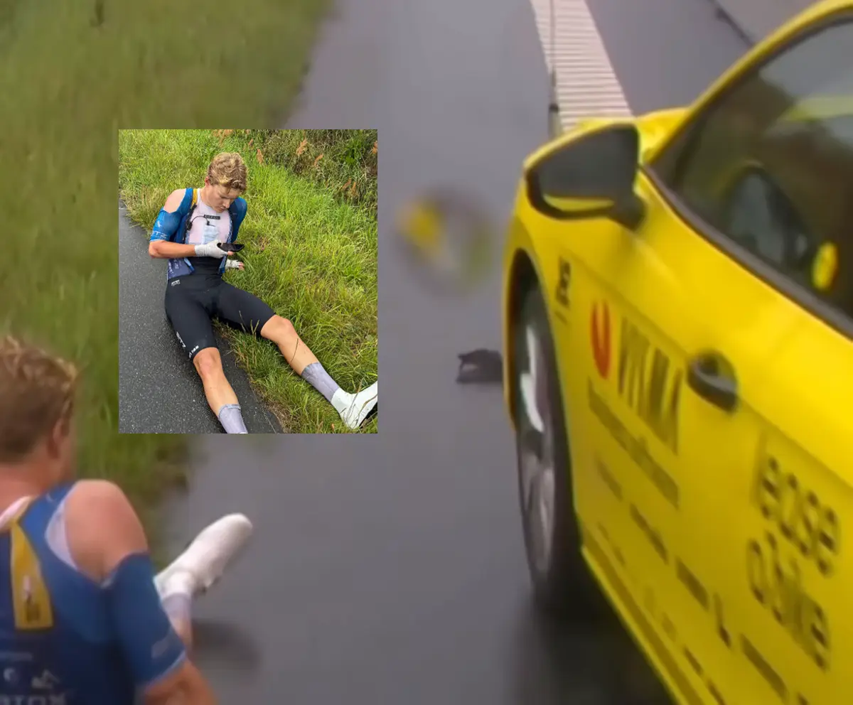 🎥 Visma | Lease a Bike car runs over fallen rider’s glasses as injured Dane immediately asks ex-pro for a phone