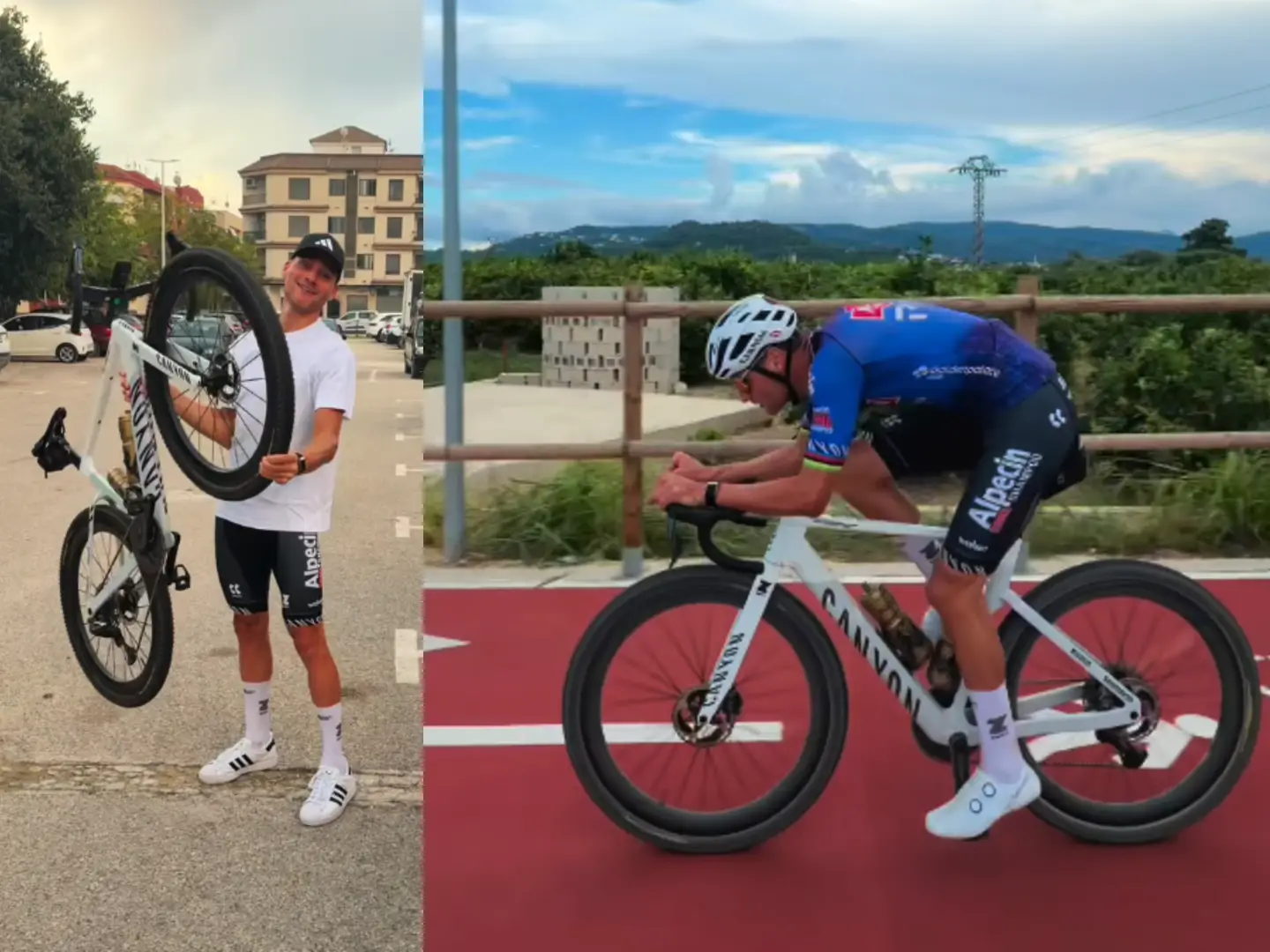 Mathieu van der Poel tests a brand-new Canyon Gravel Bike on the same day as Evenepoel