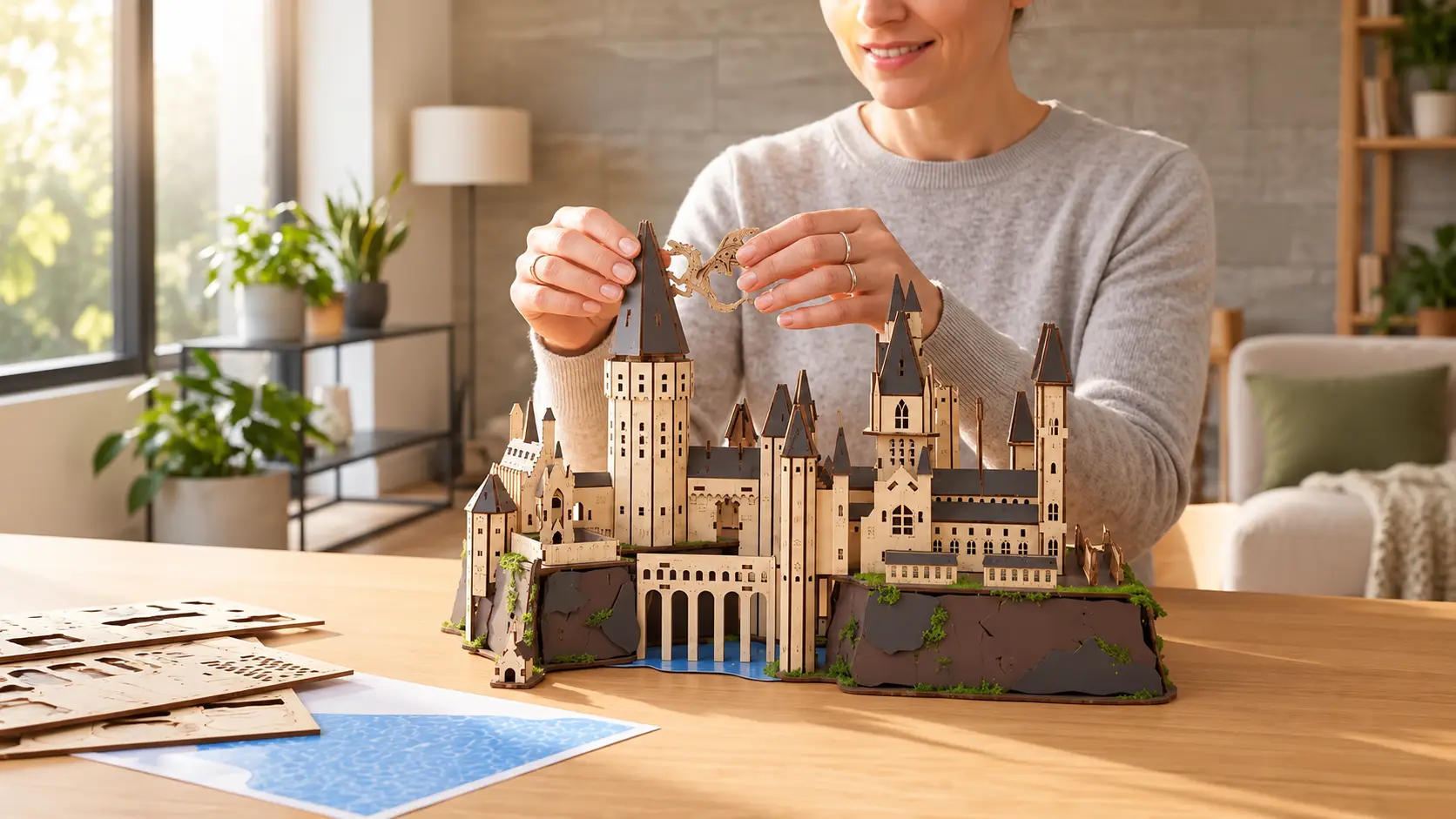 Harry Potter houten 3D-puzzel Zweinstein