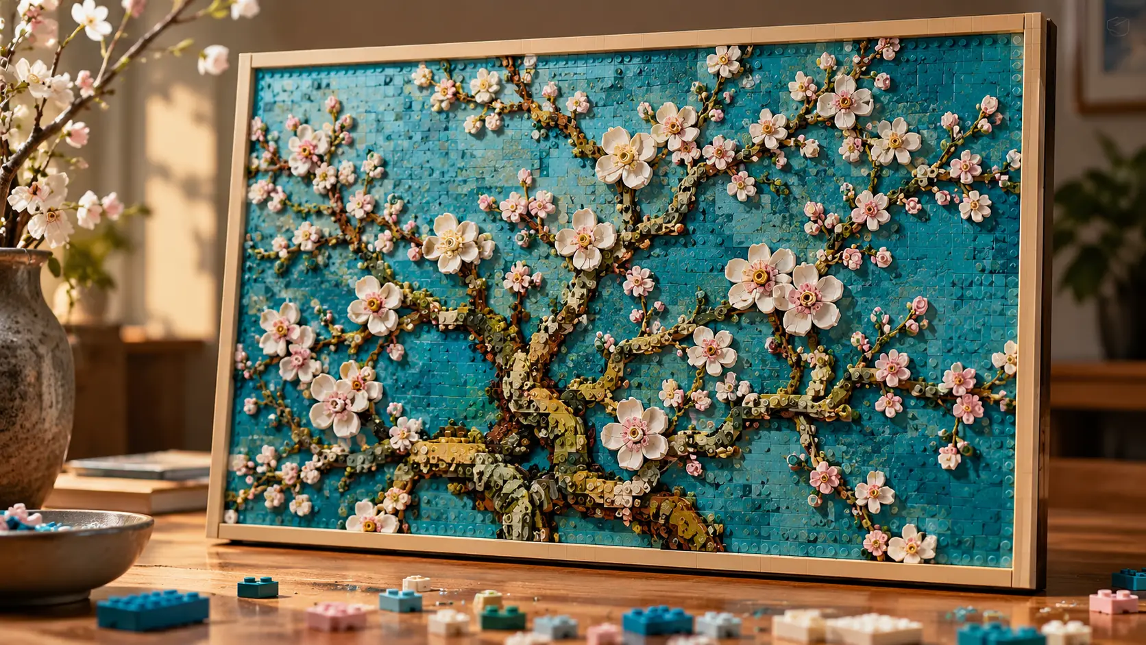 LEGO-mozaïek met bloeiende takken