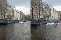In Amsterdam is een autoboot in de gracht heel normaal