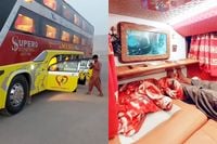 Waanzin: een limousine bus voor echte Chinese VIPs
