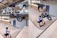 Pro BMX-rijder Tom van den Bogaard had onlangs geluk met net niet landen op stepventje