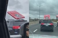 Televisie doet dansje op het dak van een auto