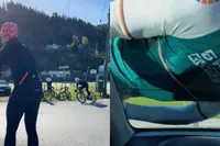 Noorse wielrenner gaat even keihard over de motorkap
