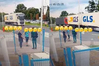 Kusje van achteren van een andere vrachtwagenchauffeur