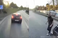 Golfje doet een brake check, maar vrachtwagen remt zeker niet op tijd af