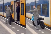 Fatbike-mannetje uit de trein gezet en trekt dat geheel niet