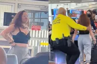 Niet al te stabiele vrouw krijgt spontane meltdown op luchthaven van Las Vegas