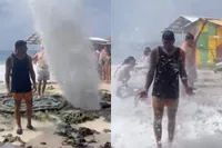De bron die blijft geven: blowhole op San Andrés lijkt een dame uit te poepen, maar het zit anders
