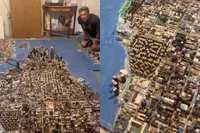 Man bouwt 21 jaar lang aan mini-New York van hout, internet in totale verbazing
