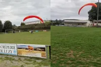 Paramotorpiloot knalt bij opstijgen direct tegen paal aan