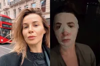 Victoria Koblenko zwemt in geboortekostuum in haven van Amsterdam