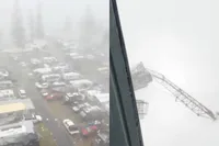 Aussie issues: enorme kraan breekt doormidden en hangt al dagen levensgevaarlijk boven vakantiepark