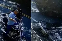 Gigantische rots kiest eigen route en pakt motor mee in Colombiaanse Dabeiba