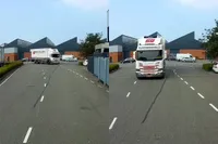 Chauffeur neemt bocht te ruim, andere chauffeur wil niet wachten, dus dag spiegel!