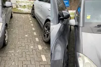 Meneer denkt dat hij in een parkeervak staat, maar zet andere auto klem
