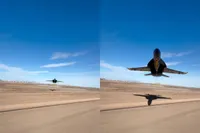 Leg anders even een akelig coole fly-over van een Blue Angels Super Hornet-straaljager vast