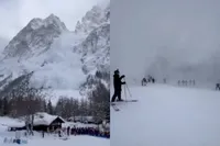 Gigantische poederwolk jaagt skiërs schrik aan in Courmayeur, paar dagen na dodelijke lawine