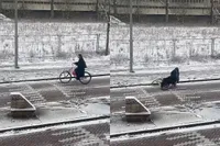 Leedvermaak door het winterweer: glijdend en gierend