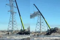 Kraanmachinist springt uit cabine als kraan bijna omkiepert in Karaganda